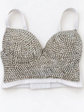 Rhinestone White Bra Like New
